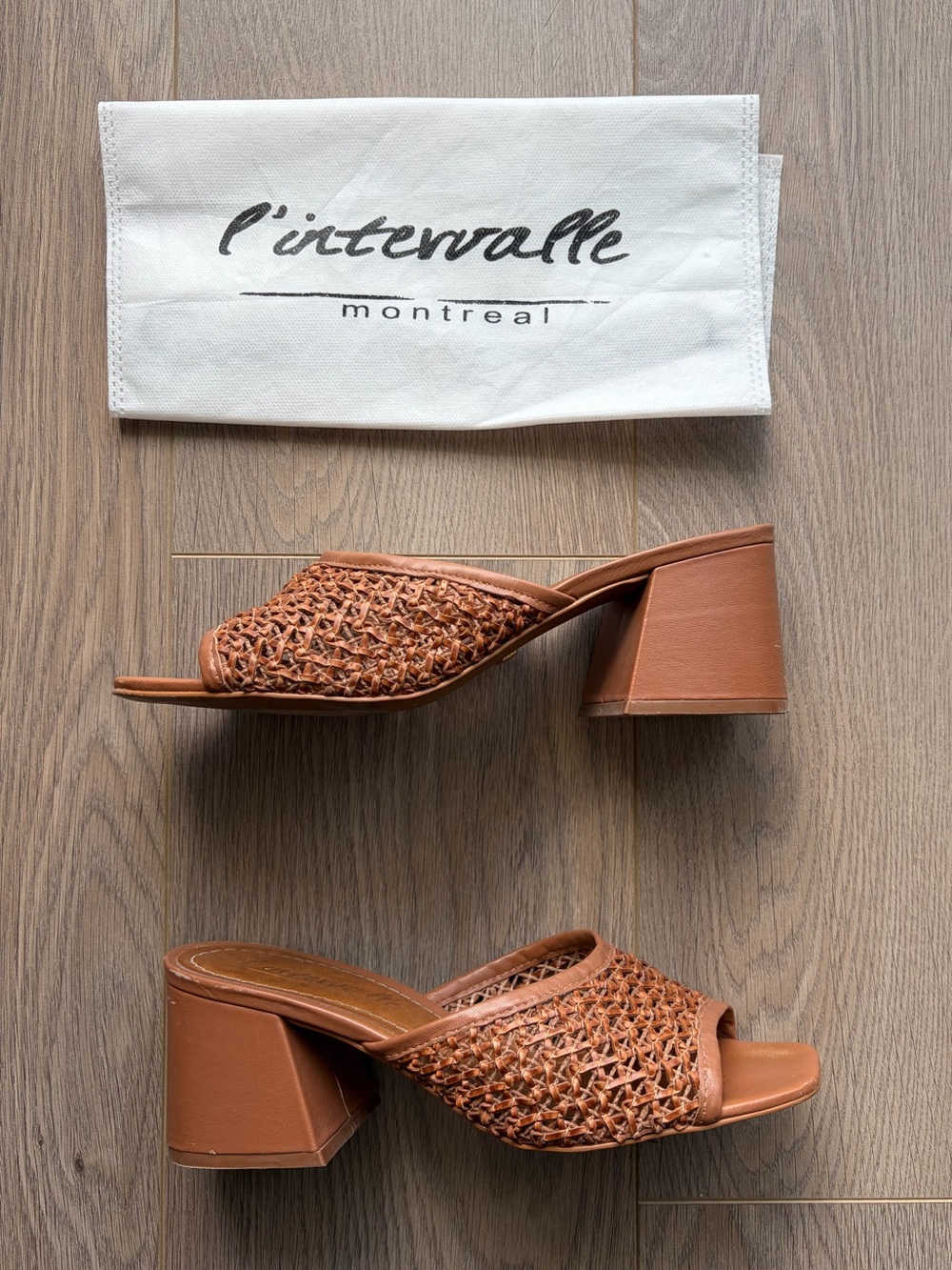 🤎✨ L'Intervalle Brown Woven Slide Mule Heels - Women's Size 9 ✨🤎 - Picture 14 of 15